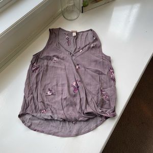 Purple floral blouse